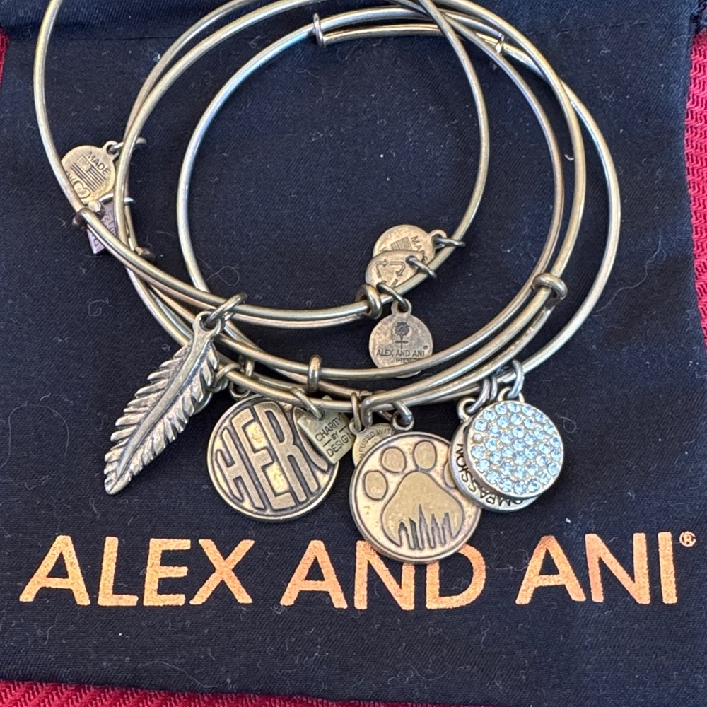 Alex and Ani Gold Tone Charm Bangles